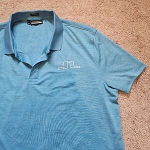 J Lindeberg Teal Collared Polo Shirt Mens XL Regular Fit Golf Casual